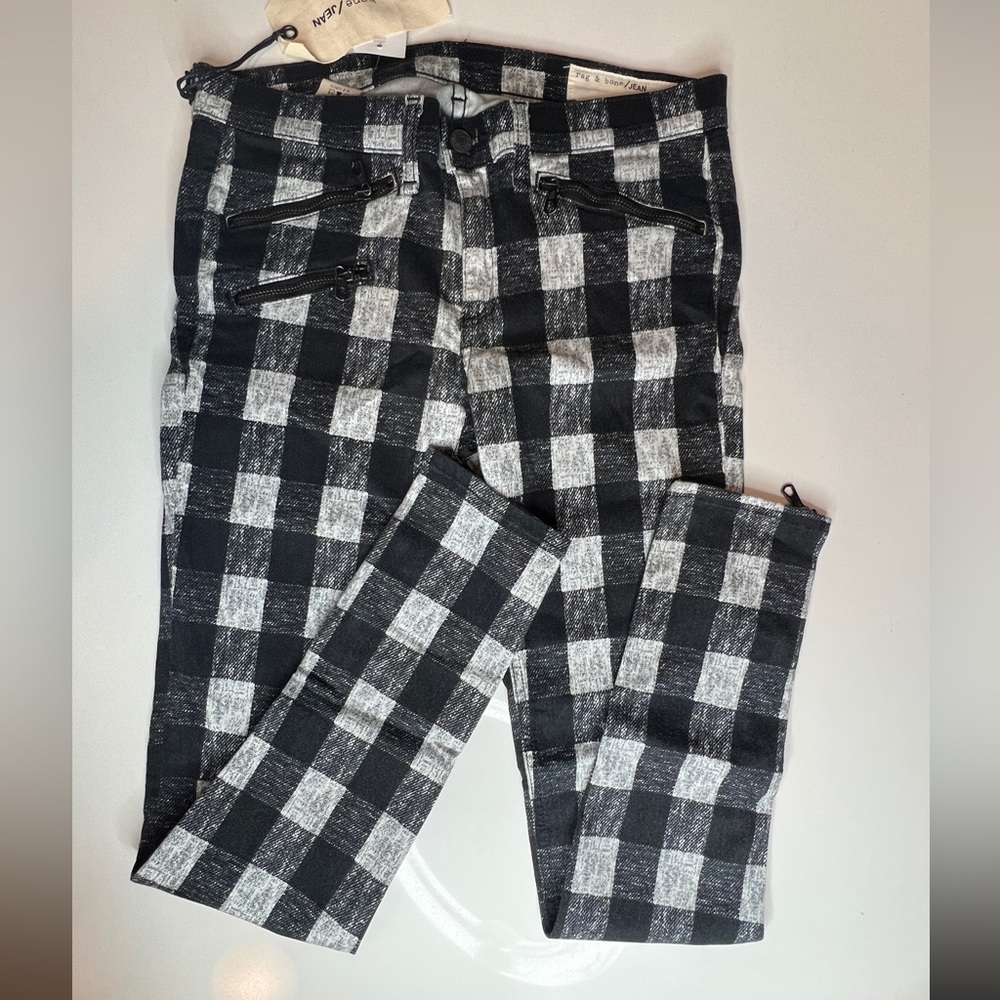 Rag & Bone Monochrome Plaid Trousers